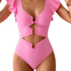 Pink Cutout One-Piece Swimsuit-Small